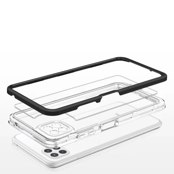 Clear 3in1 Case for Samsung Galaxy A22 5G Frame Gel Cover Blackeng