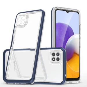Clear 3in1 Case for Samsung Galaxy A22 5G Frame Gel Cover Blueeng