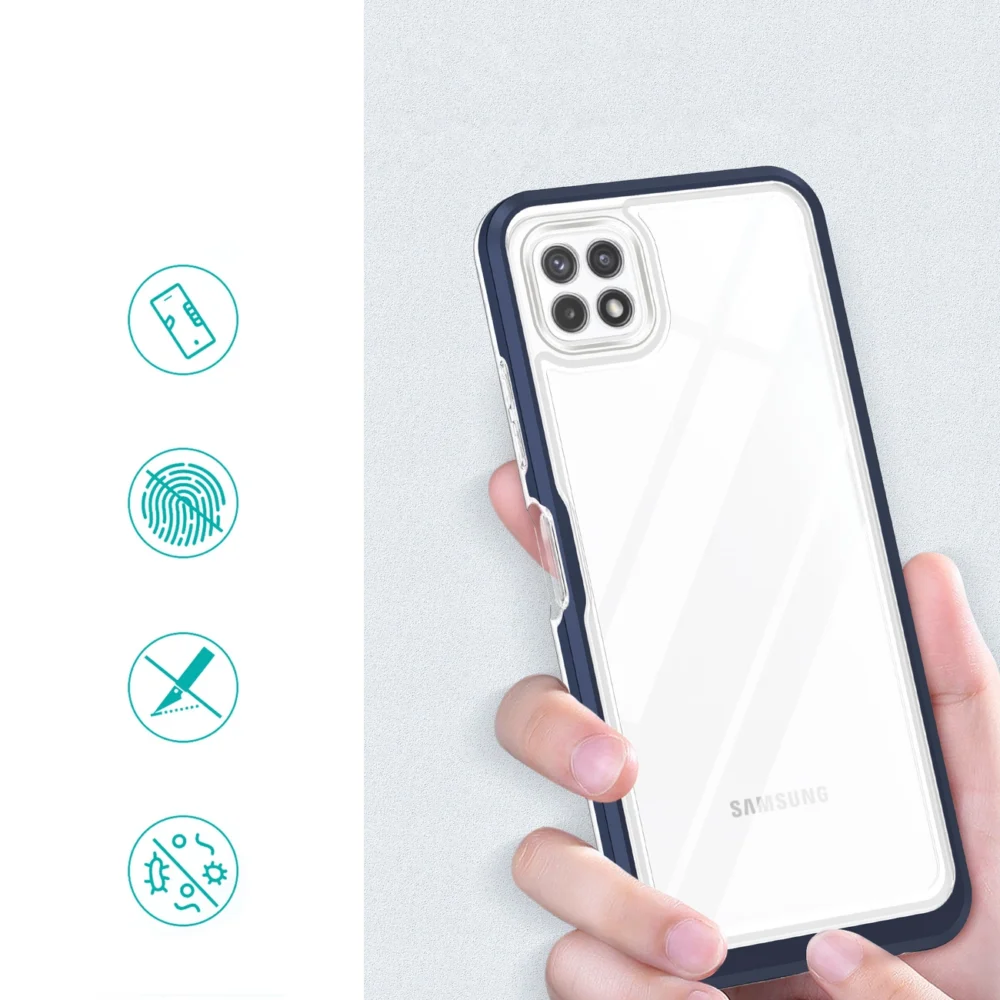 Clear 3in1 Case for Samsung Galaxy A22 5G Frame Gel Cover Blueeng