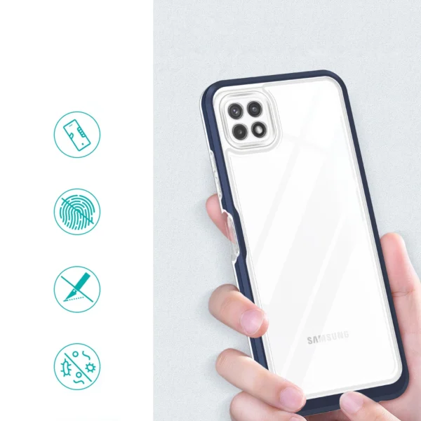 Clear 3in1 Case for Samsung Galaxy A22 5G Frame Gel Cover Blueeng