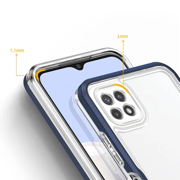 Clear 3in1 Case for Samsung Galaxy A22 5G Frame Gel Cover Blueeng