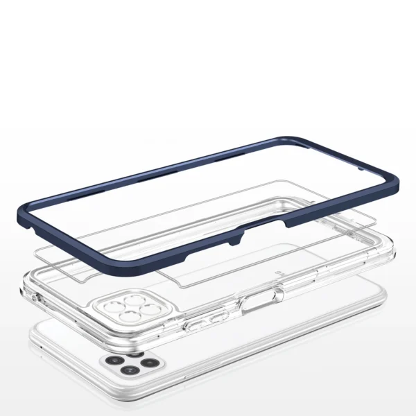 Clear 3in1 Case for Samsung Galaxy A22 5G Frame Gel Cover Blueeng