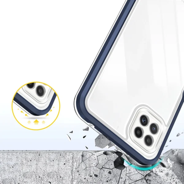 Clear 3in1 Case for Samsung Galaxy A22 5G Frame Gel Cover Blueeng