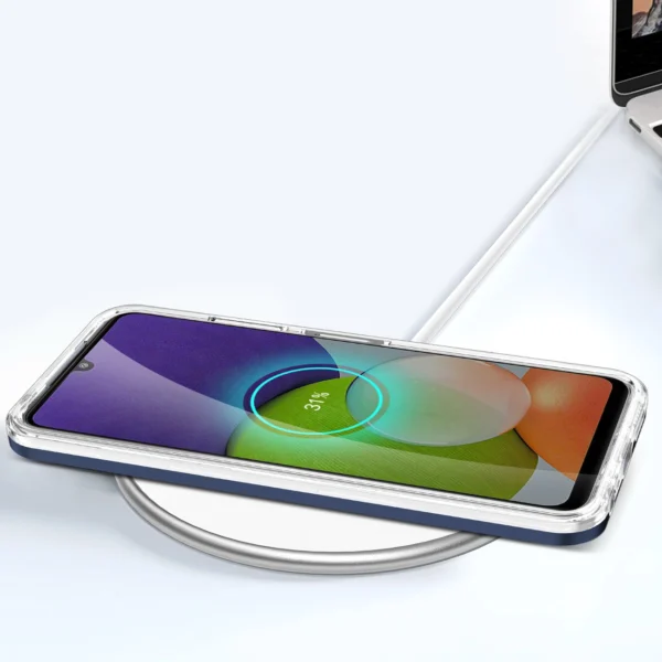 Clear 3in1 Case for Samsung Galaxy A22 5G Frame Gel Cover Blueeng