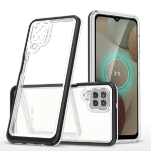 Clear 3in1 Case for Samsung Galaxy A22 4G Frame Gel Cover Blackeng