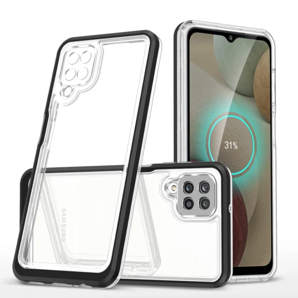 Clear 3in1 Case for Samsung Galaxy A22 4G Frame Gel Cover Blackeng