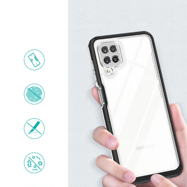 Clear 3in1 Case for Samsung Galaxy A22 4G Frame Gel Cover Blackeng