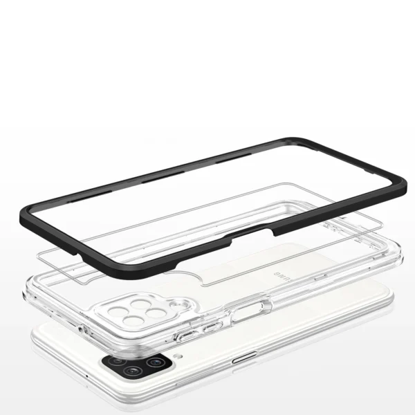 Clear 3in1 Case for Samsung Galaxy A22 4G Frame Gel Cover Blackeng