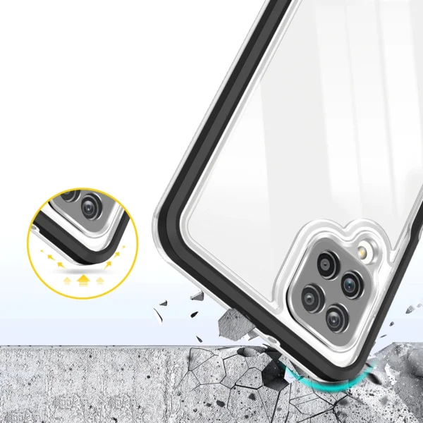 Clear 3in1 Case for Samsung Galaxy A22 4G Frame Gel Cover Blackeng