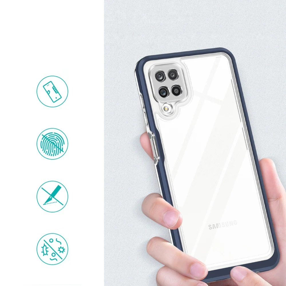 Clear 3in1 Case for Samsung Galaxy A22 4G Frame Gel Cover Blueeng