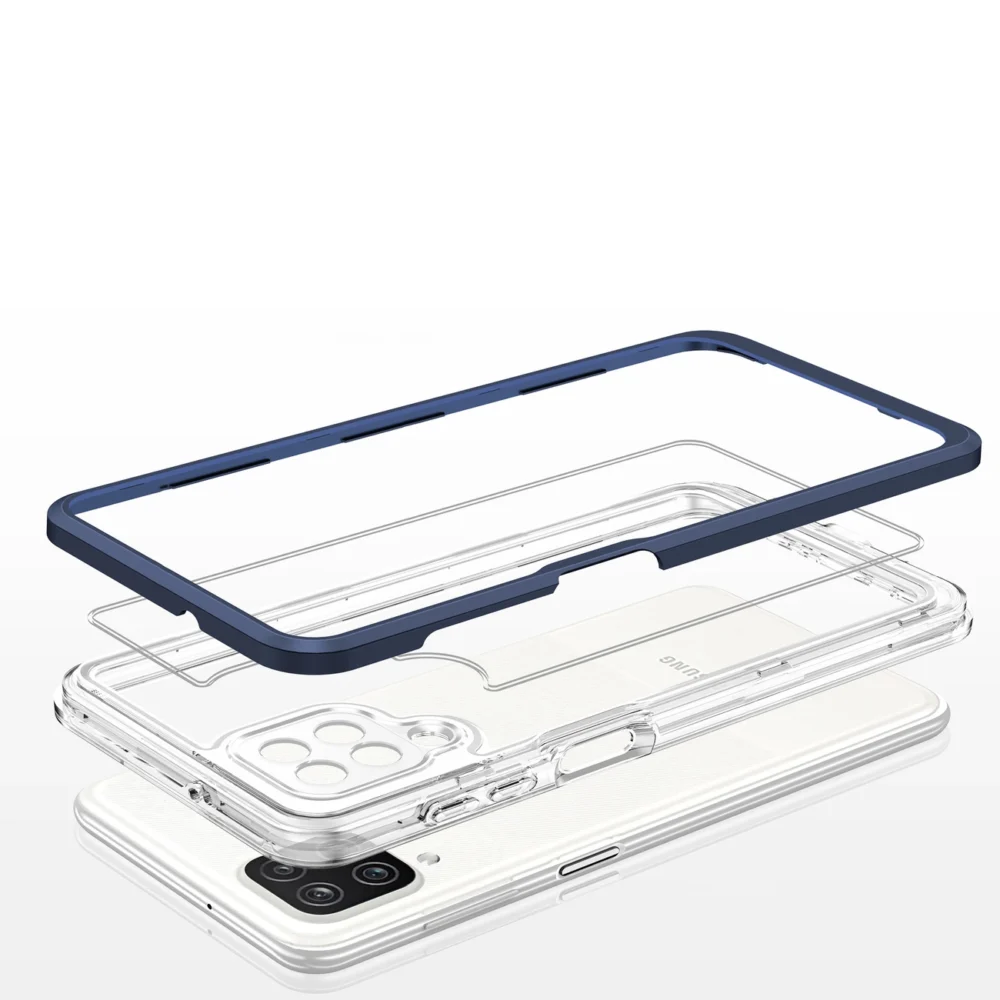 Clear 3in1 Case for Samsung Galaxy A22 4G Frame Gel Cover Blueeng