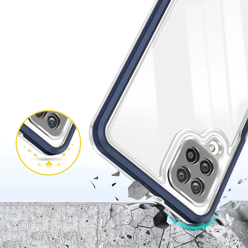 Clear 3in1 Case for Samsung Galaxy A22 4G Frame Gel Cover Blueeng