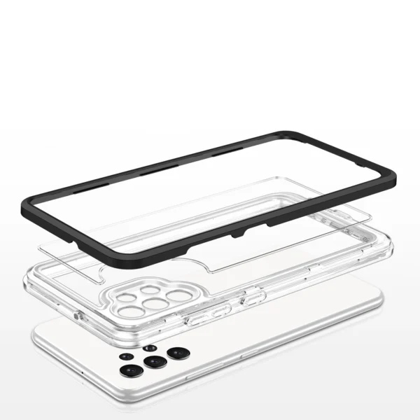 Clear 3in1 Case for Samsung Galaxy A32 5G Frame Gel Cover Blackeng