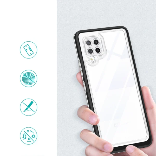 Clear 3in1 Case for Samsung Galaxy A42 5G Frame Gel Cover Blackeng