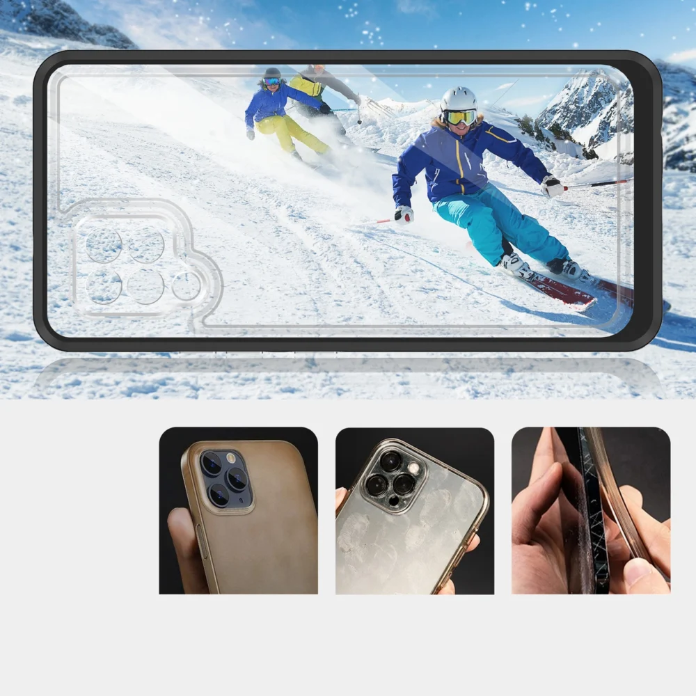 Clear 3in1 Case for Samsung Galaxy A42 5G Frame Gel Cover Blackeng