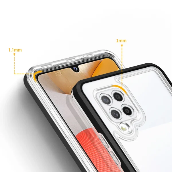 Clear 3in1 Case for Samsung Galaxy A42 5G Frame Gel Cover Blackeng