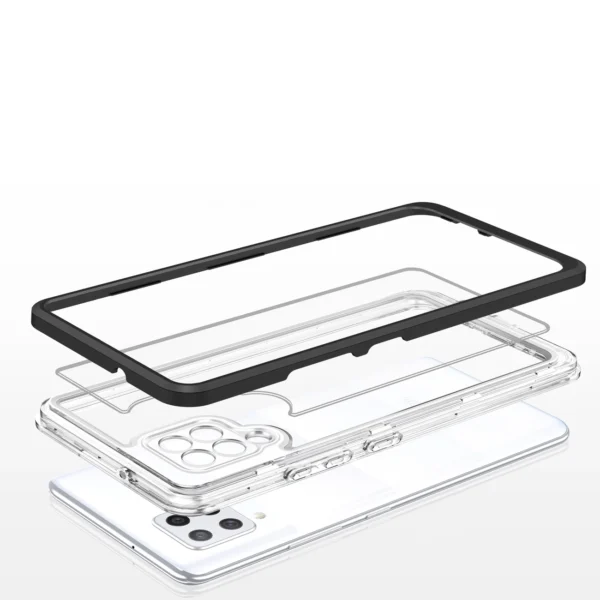 Clear 3in1 Case for Samsung Galaxy A42 5G Frame Gel Cover Blackeng