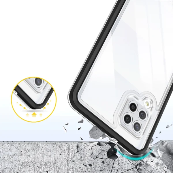 Clear 3in1 Case for Samsung Galaxy A42 5G Frame Gel Cover Blackeng