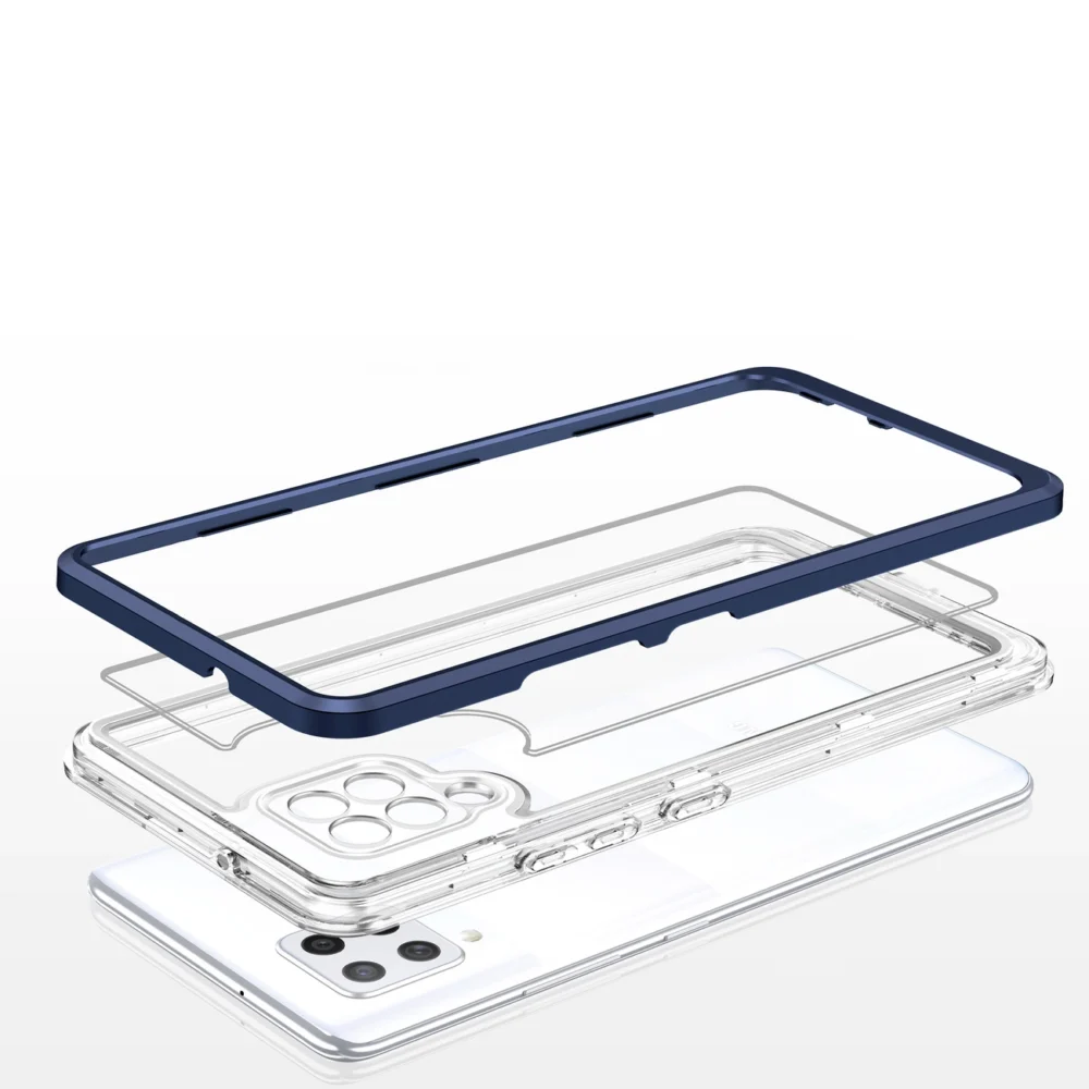 Clear 3in1 Case for Samsung Galaxy A42 5G Frame Gel Cover Blueeng