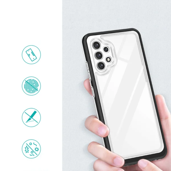 Clear 3in1 Case for Samsung Galaxy A72 4G Frame Gel Cover Blackeng