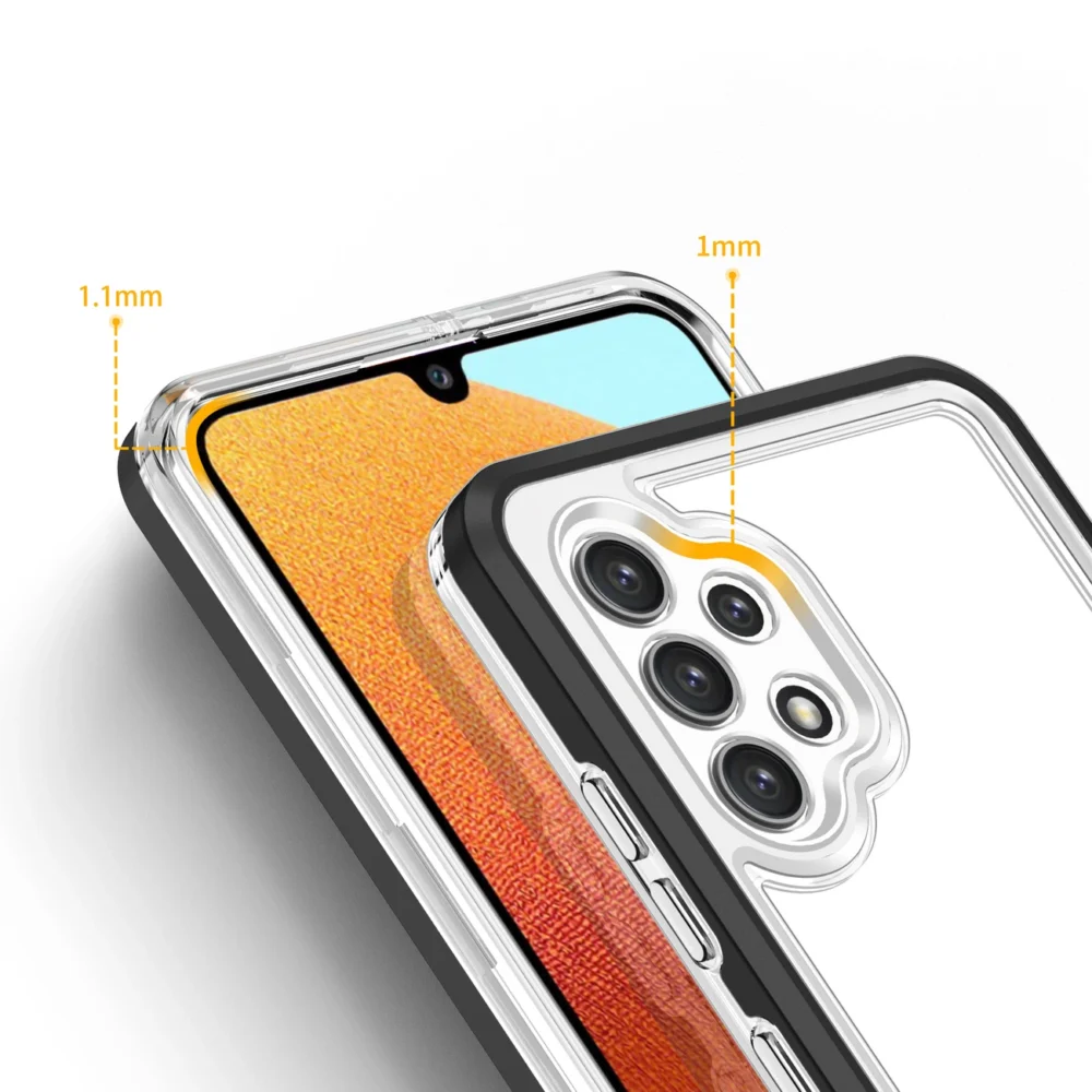 Clear 3in1 Case for Samsung Galaxy A72 4G Frame Gel Cover Blackeng