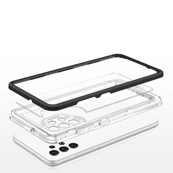 Clear 3in1 Case for Samsung Galaxy A72 4G Frame Gel Cover Blackeng