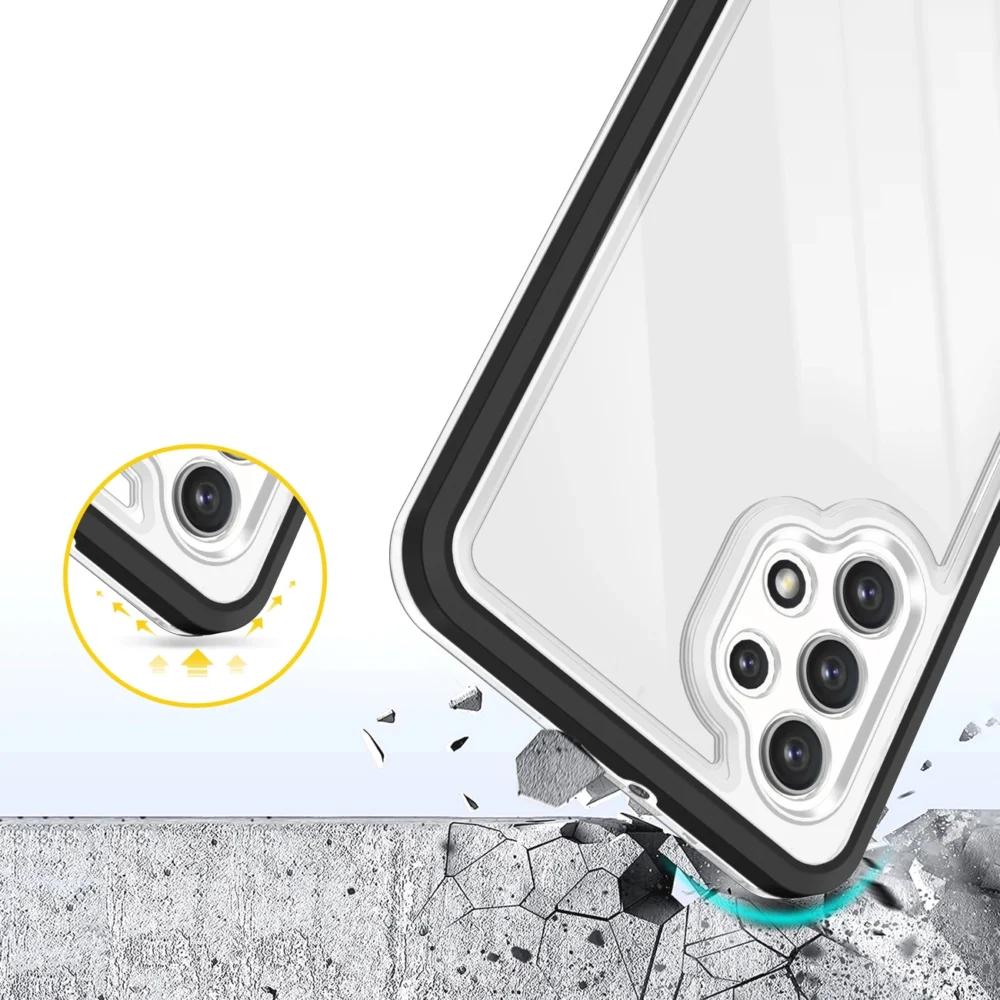 Clear 3in1 Case for Samsung Galaxy A72 4G Frame Gel Cover Blackeng