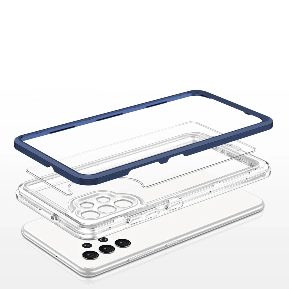 Clear 3in1 Case for Samsung Galaxy A72 4G Frame Gel Cover Blueeng
