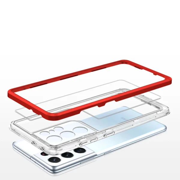 Clear 3in1 Case for Samsung Galaxy S21 Ultra 5G Frame Gel Cover Redeng