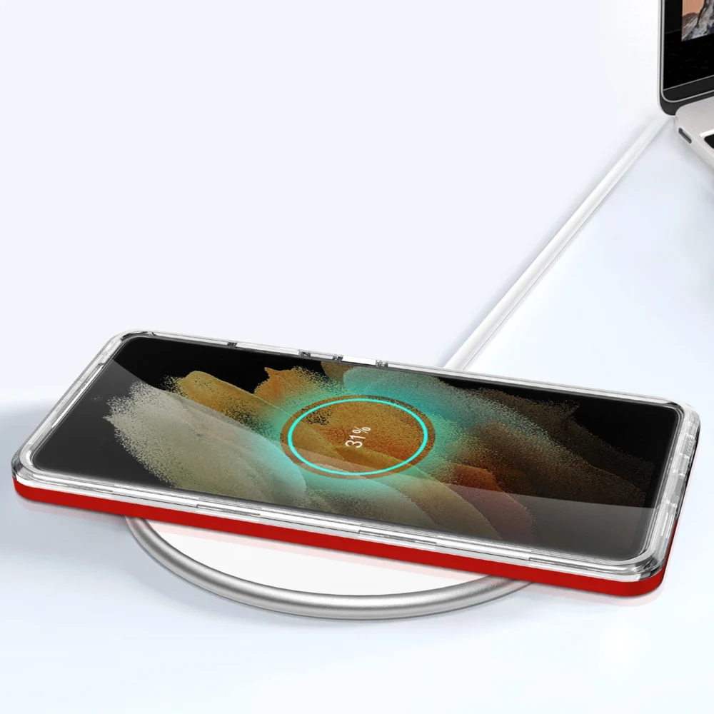 Clear 3in1 Case for Samsung Galaxy S21 Ultra 5G Frame Gel Cover Redeng