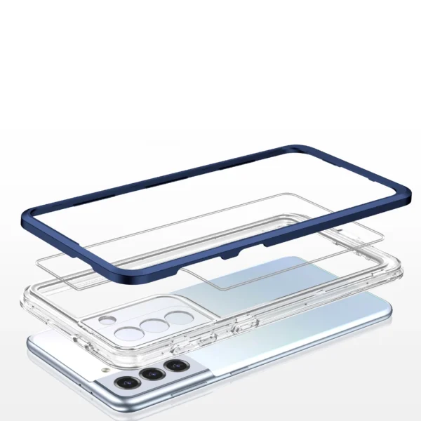 Clear 3in1 Case for Samsung Galaxy S22 + (S22 Plus) Frame Gel Cover Blueeng