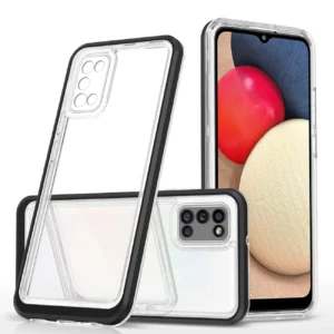 Clear 3in1 case for Samsung Galaxy A03s (166) frame gel cover blackeng