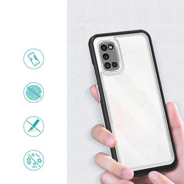 Clear 3in1 case for Samsung Galaxy A03s (166) frame gel cover blackeng