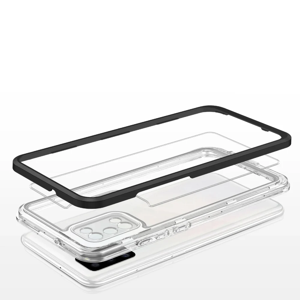 Clear 3in1 case for Samsung Galaxy A03s (166) frame gel cover blackeng