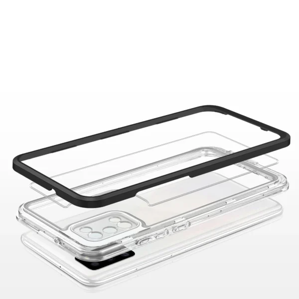 Clear 3in1 case for Samsung Galaxy A03s (166) frame gel cover blackeng