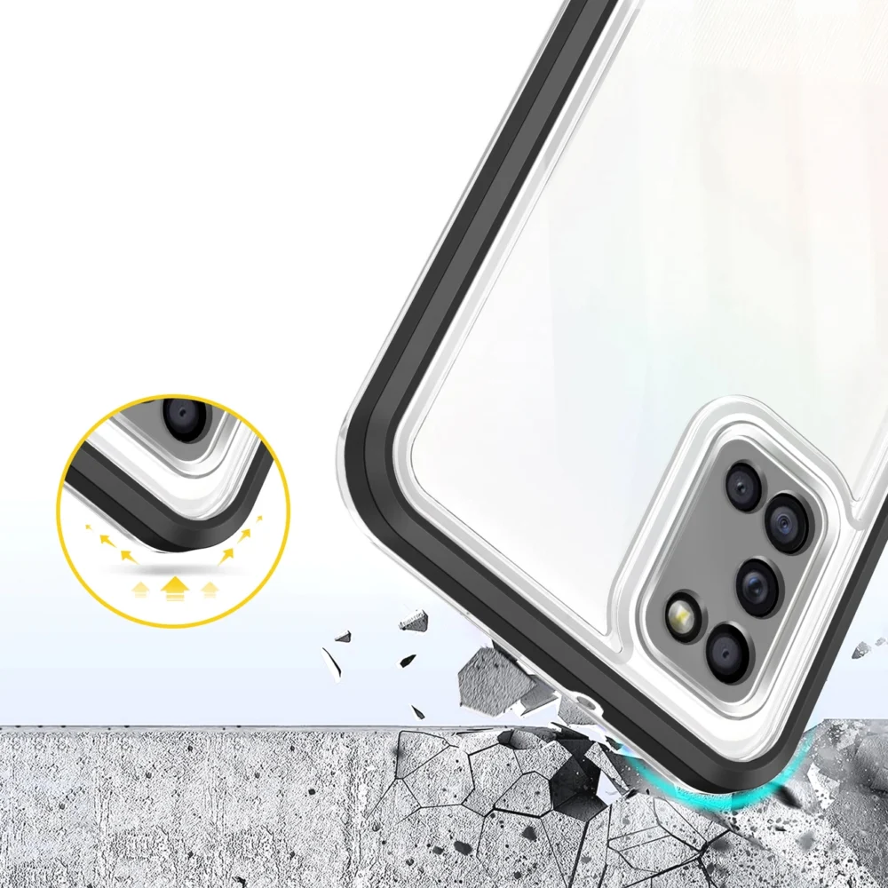 Clear 3in1 case for Samsung Galaxy A03s (166) frame gel cover blackeng