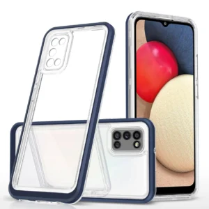 Clear 3in1 case for Samsung Galaxy A03s (166) frame gel cover blueeng