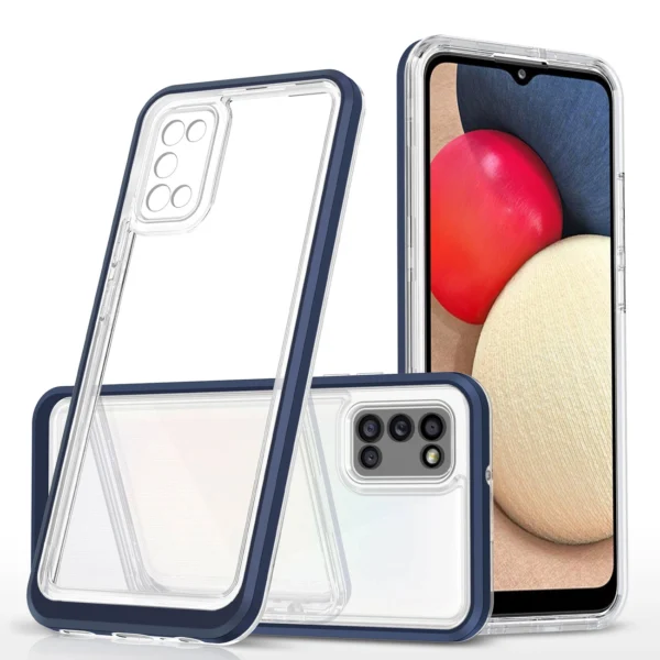 Clear 3in1 case for Samsung Galaxy A03s (166) frame gel cover blueeng