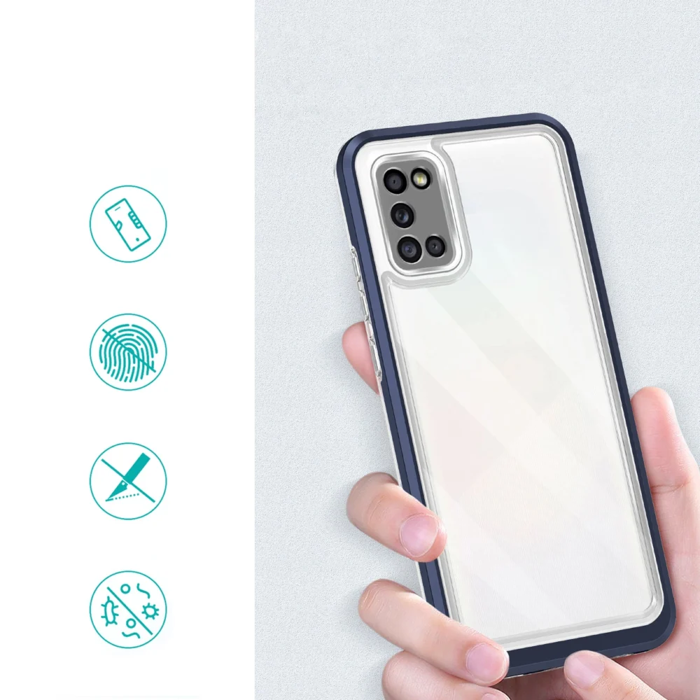 Clear 3in1 case for Samsung Galaxy A03s (166) frame gel cover blueeng