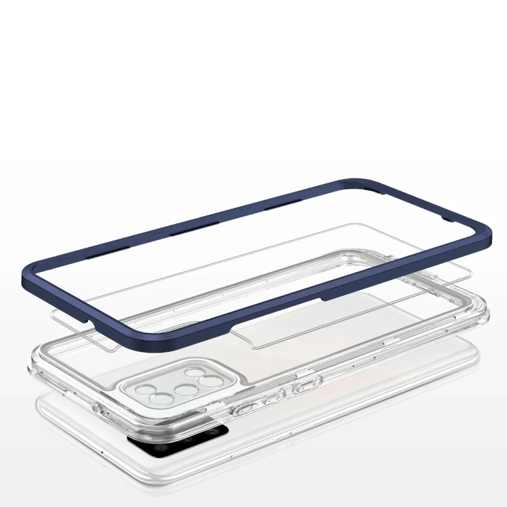 Clear 3in1 case for Samsung Galaxy A03s (166) frame gel cover blueeng