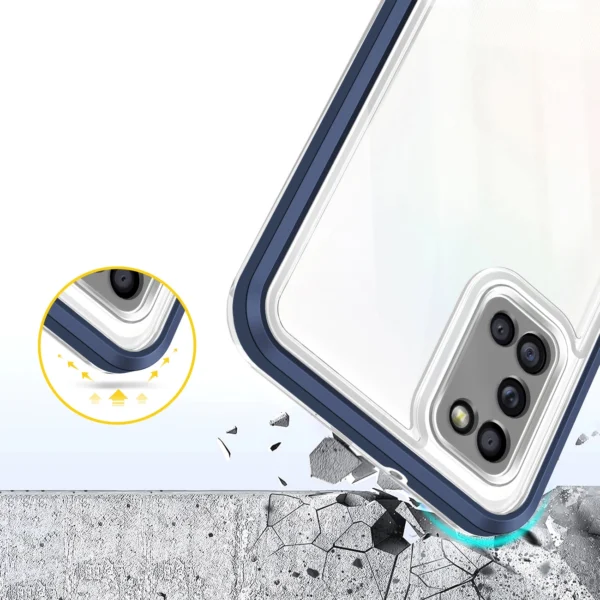 Clear 3in1 case for Samsung Galaxy A03s (166) frame gel cover blueeng
