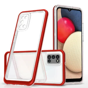 Clear 3in1 case for Samsung Galaxy A03s (166) frame gel cover redeng