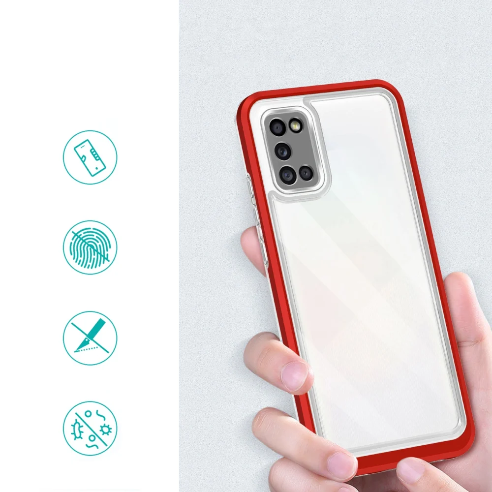 Clear 3in1 case for Samsung Galaxy A03s (166) frame gel cover redeng