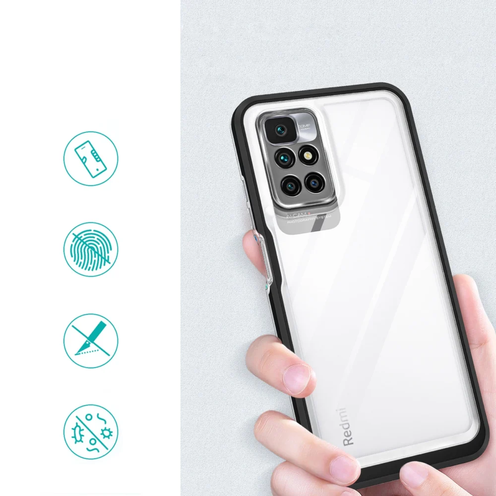 Clear 3in1 Case for Xiaomi Redmi 10 Frame Gel Cover Blackeng