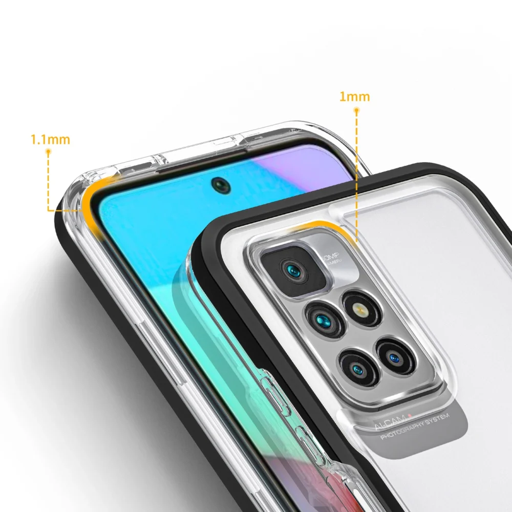 Clear 3in1 Case for Xiaomi Redmi 10 Frame Gel Cover Blackeng