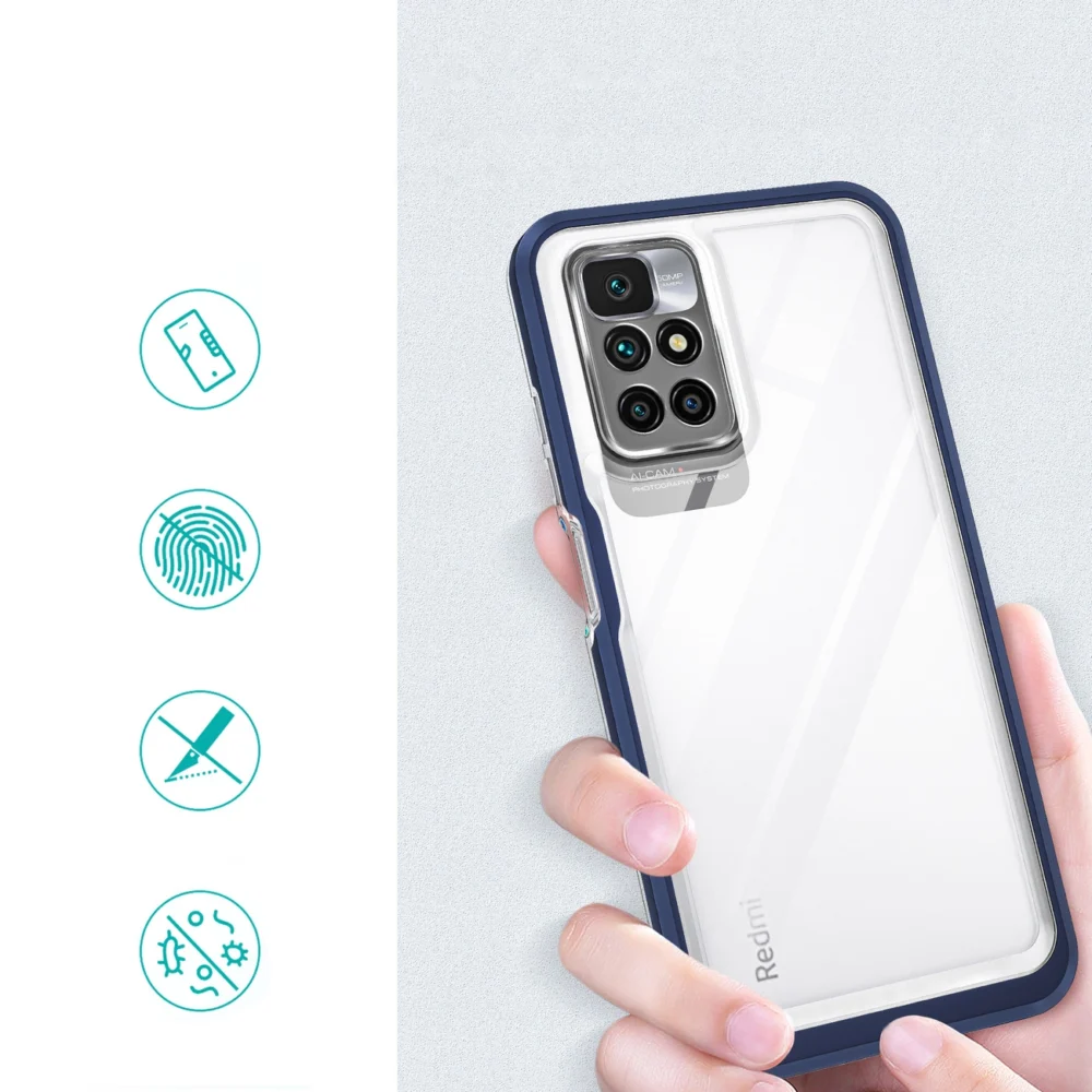 Clear 3in1 Case for Xiaomi Redmi 10 Frame Gel Cover Blueeng