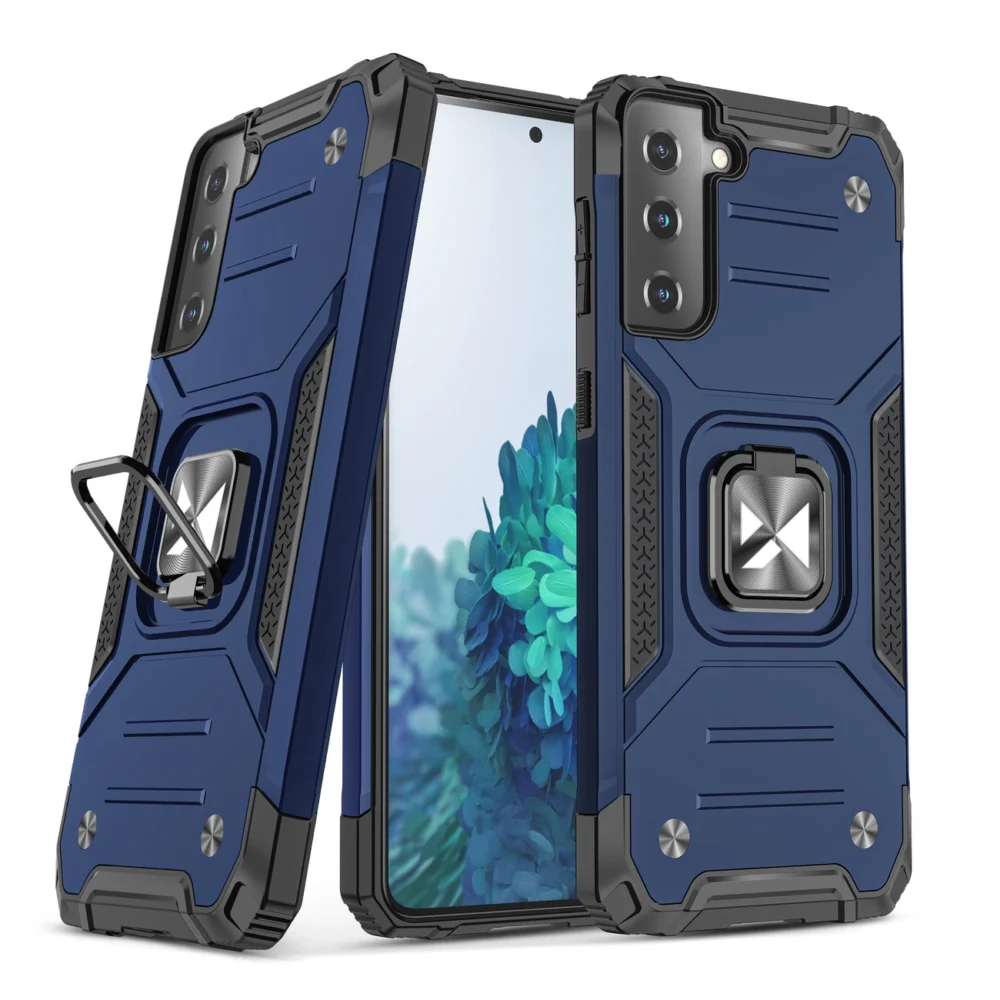 Wozinsky Ring Armor tough hybrid case cover + magnetic holder for Samsung Galaxy S22 blueeng