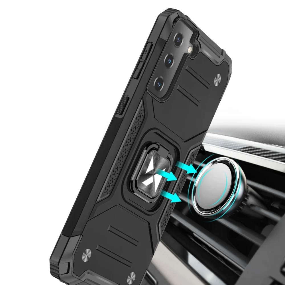 Wozinsky Ring Armor Tough Hybrid Case Cover + Magnetic Mount for Samsung Galaxy S22 + (S22 Plus) Blackeng