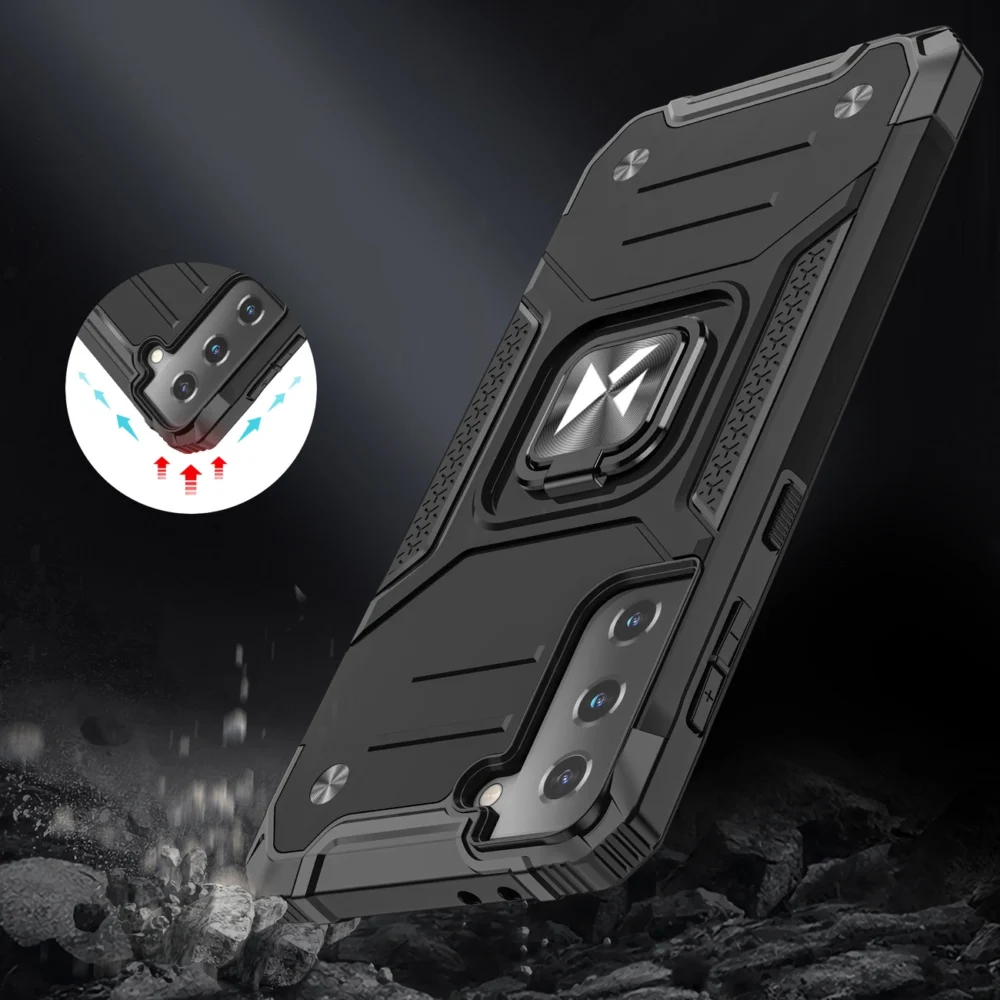 Wozinsky Ring Armor Tough Hybrid Case Cover + Magnetic Mount for Samsung Galaxy S22 + (S22 Plus) Blackeng