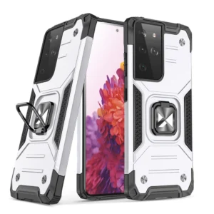 Wozinsky Ring Armor tough hybrid case cover + magnetic holder for Samsung Galaxy S22 Ultra silvereng